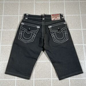 VTG True Religion Shorts Mens 30 Joey Super T Heavy Stitch Denim Grey Y2K